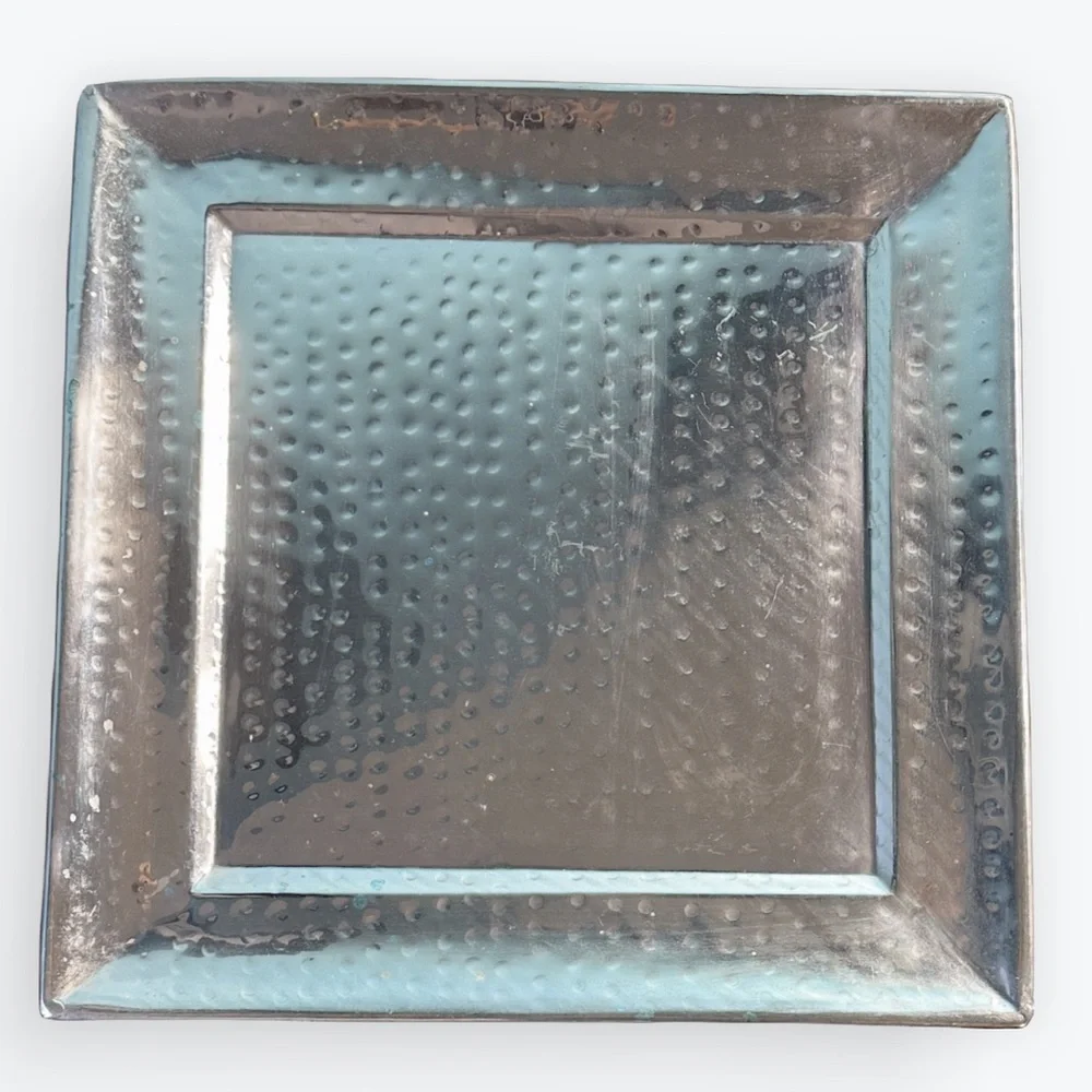 Hammered Copper Artisan Hand-Crafted Hosting or Display 13.75” Square Tray